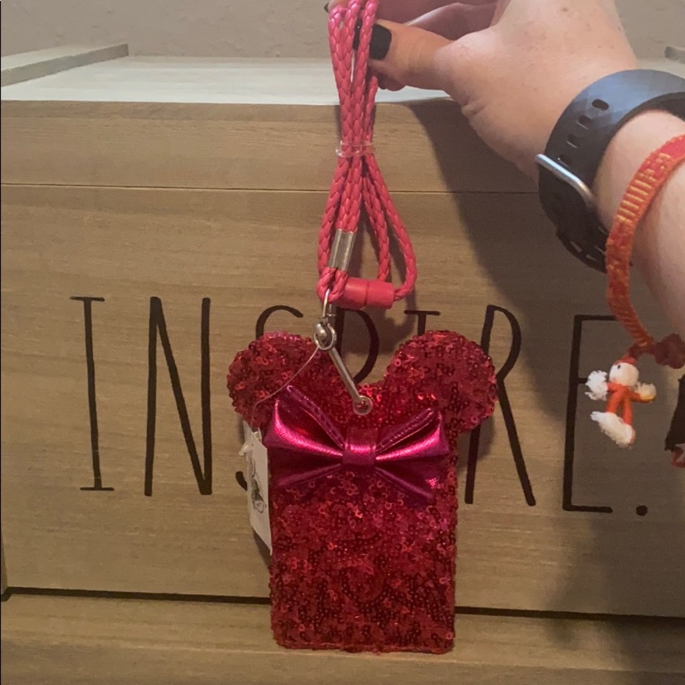 SOLD!! Disney Minnie Mouse Pink Sequin Lanyard